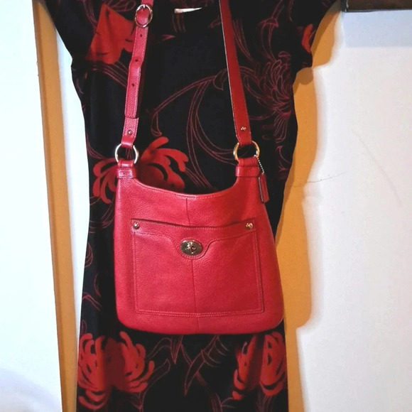 Coach Handbags - COACH Red Leather Crossbody Bag